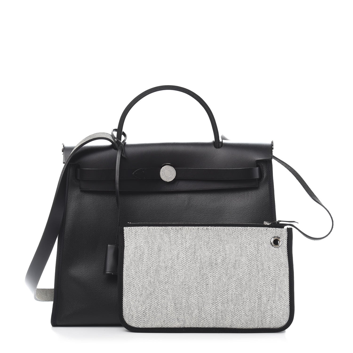 Hermes Toile H Berline Vache Hunter Herbag Zip PM 31 Black Ecru 3 of 14