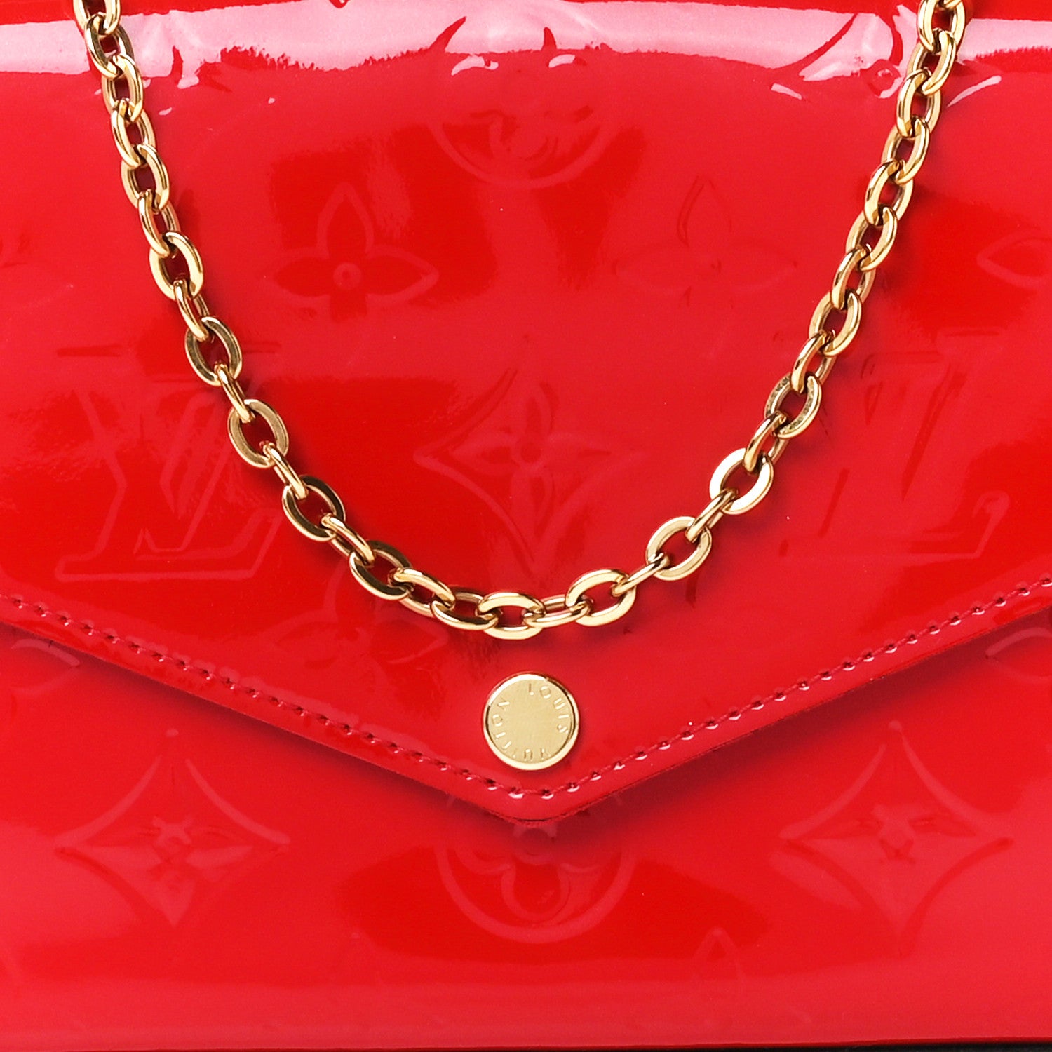 Louis Vuitton Vernis Felicie Pochette Chain Wallet Cherry 11 of 14