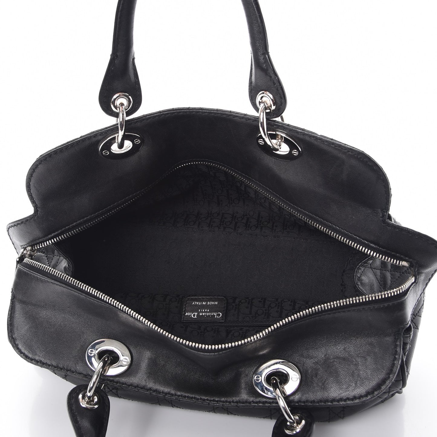 Lambskin Cannage Satchel Black