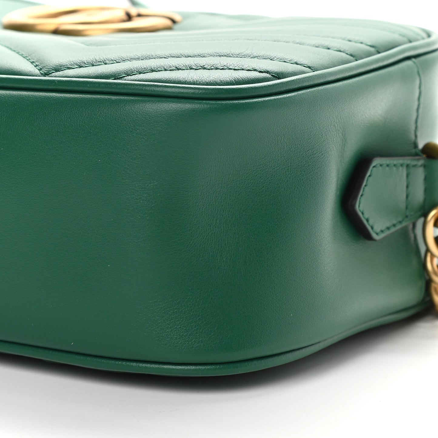 Calfskin Matelasse Small GG Marmont Chain Shoulder Bag Emerald Green