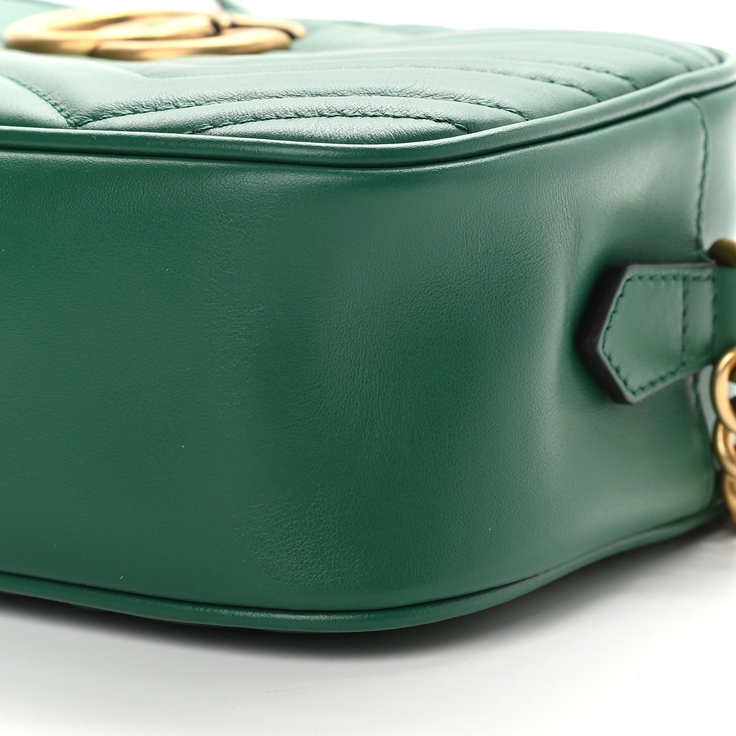 Gucci Calfskin Matelasse Small GG Marmont Chain Shoulder Bag Emerald Green 9 of 9