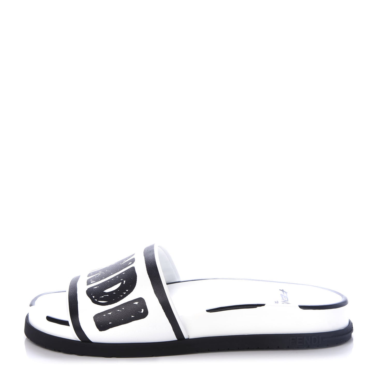 X JOSHUA VIDES Roma Calfskin Fussbetts Slide Sandals 35 Snow White Black