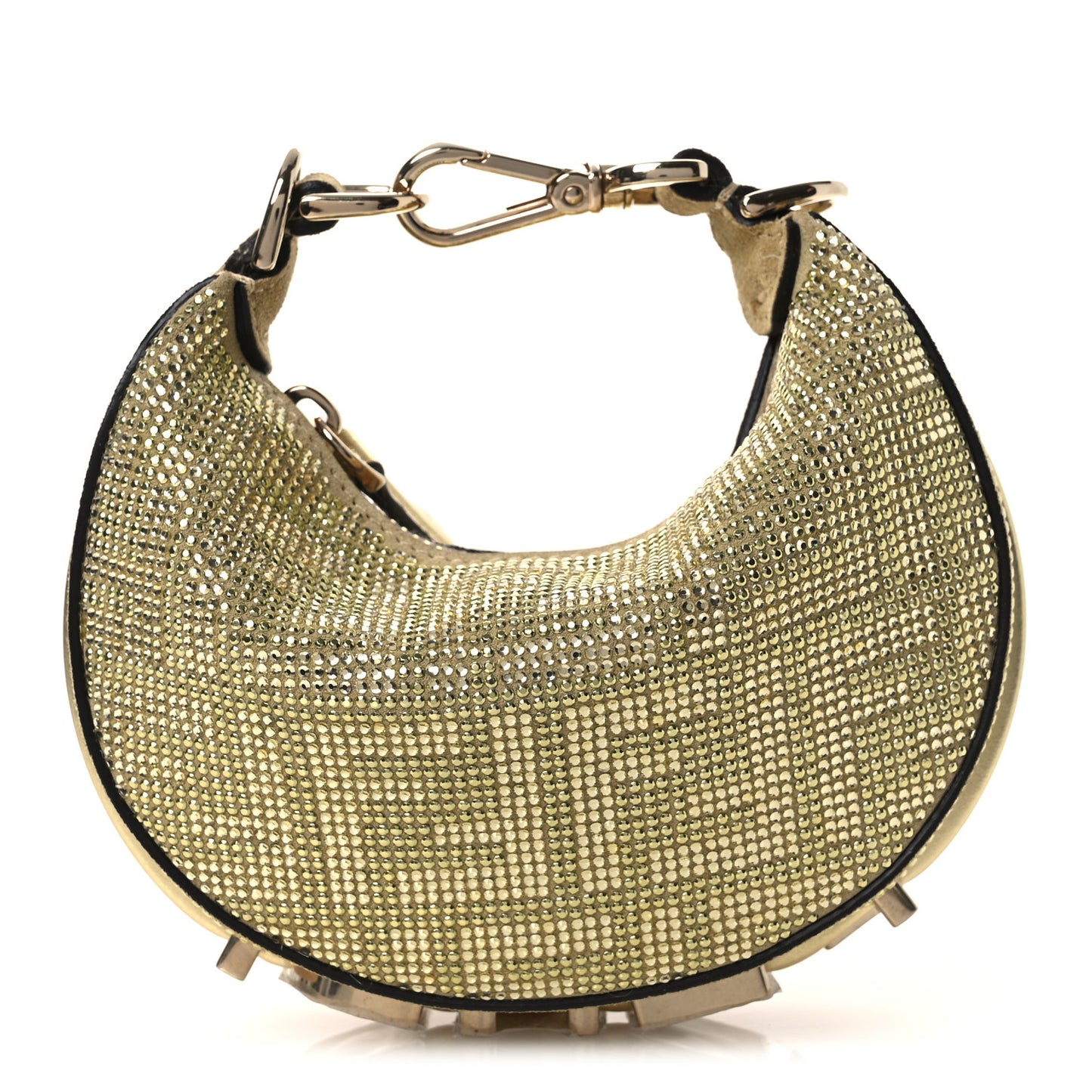 Crystal Vitello Laminato Suede FF Nano Fendigraphy Hobo Charm Platino