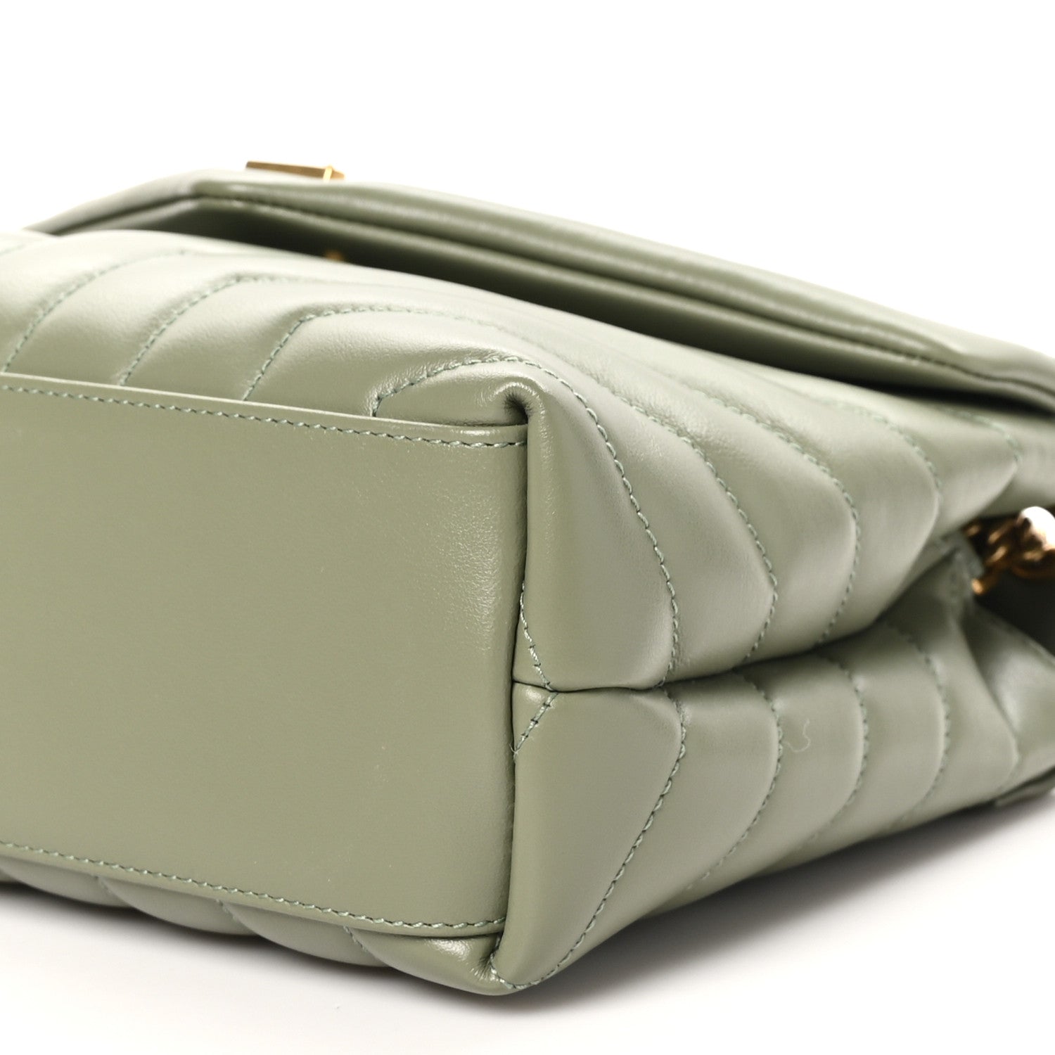 Saint Laurent Calfskin Y Quilted Monogram Small Loulou Chain Satchel Light Sage 10 of 10