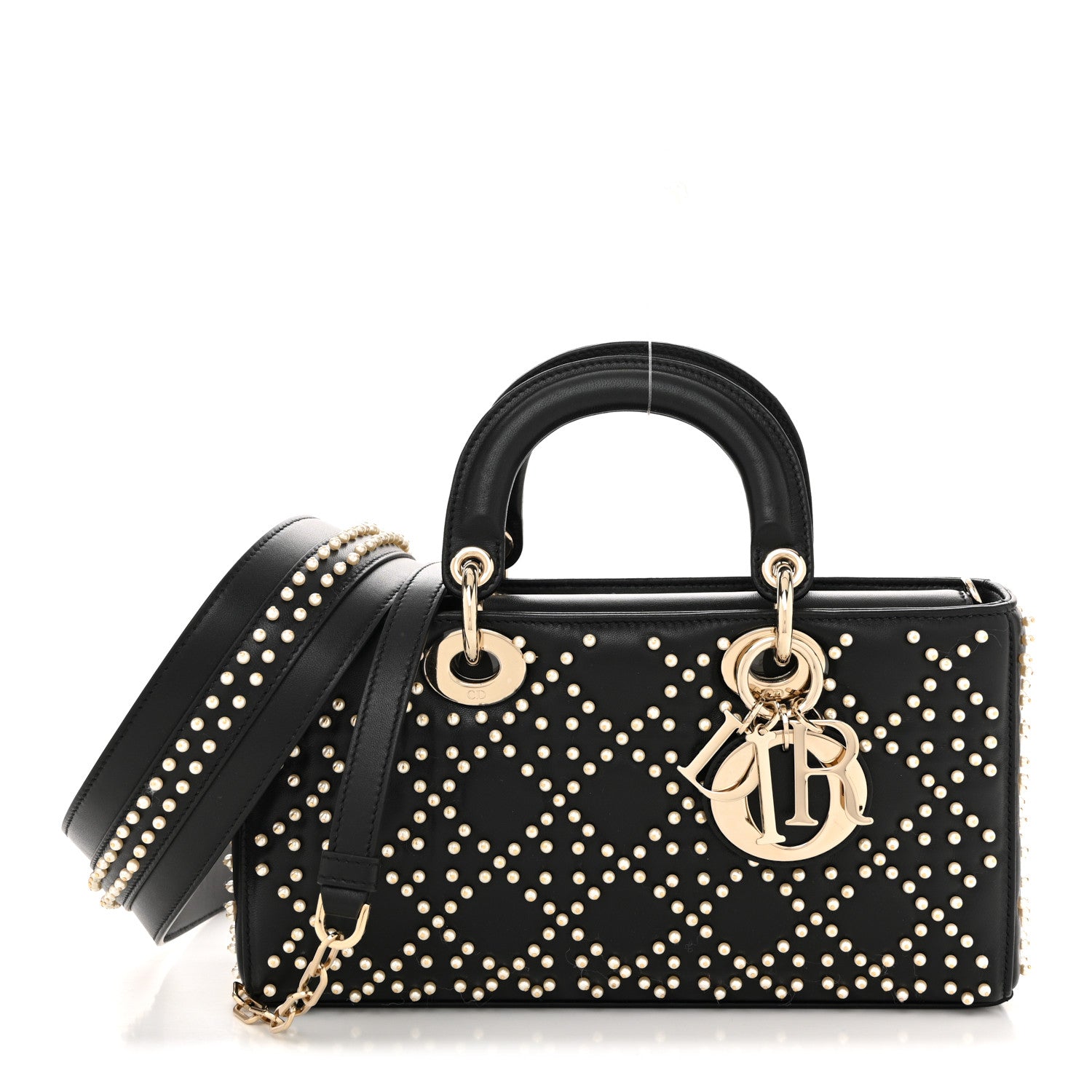 Christian Dior Lambskin Cannage Pearl Studded Small Lady D-Joy Black 1 of 10
