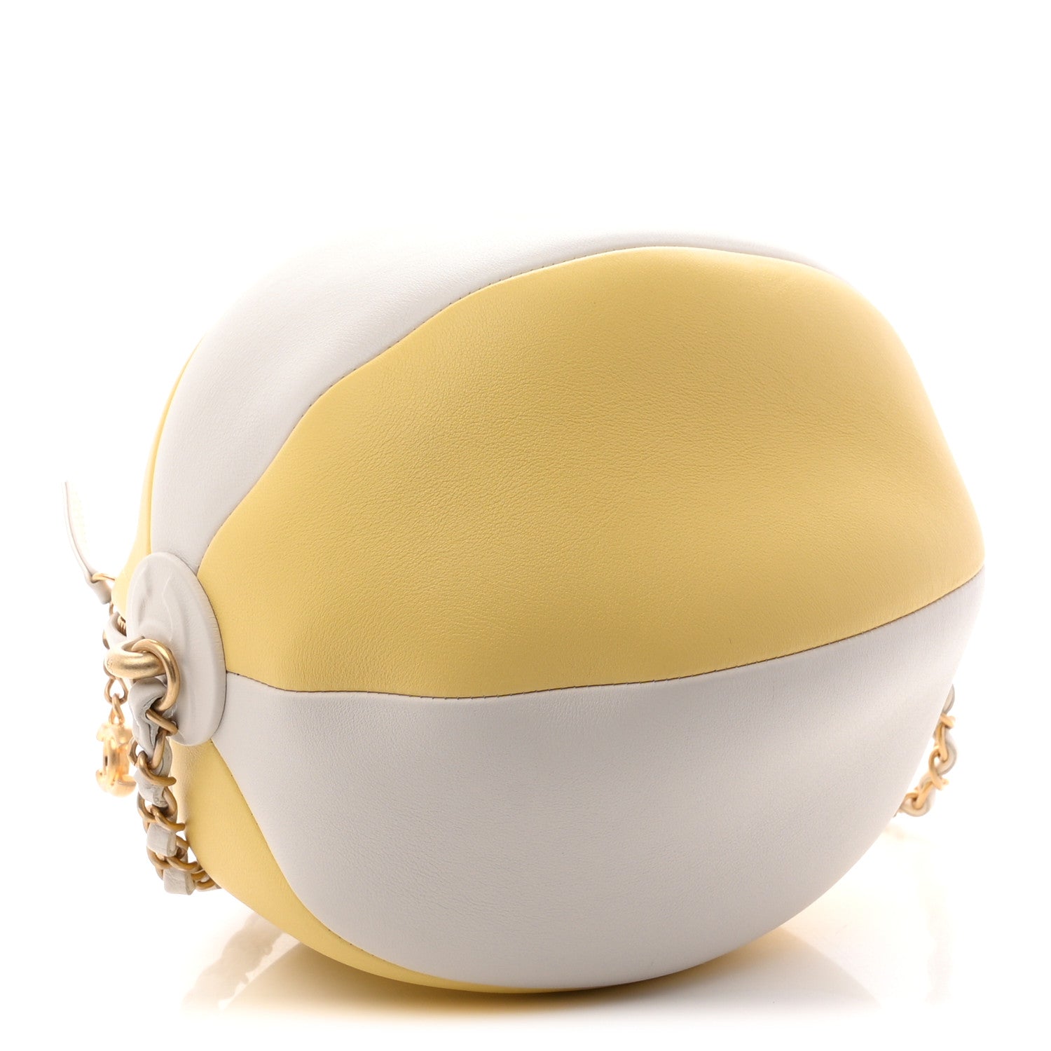 Chanel Calfskin Coco Beach Ball Bag White Yellow 4 of 10