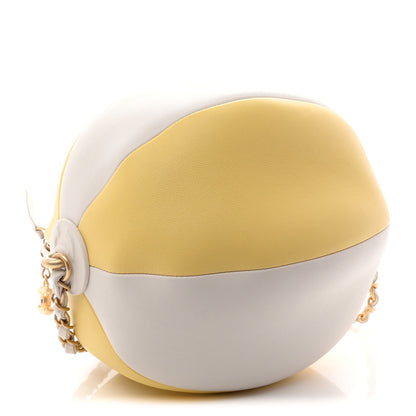 Chanel Calfskin Coco Beach Ball Bag White Yellow 4 of 10