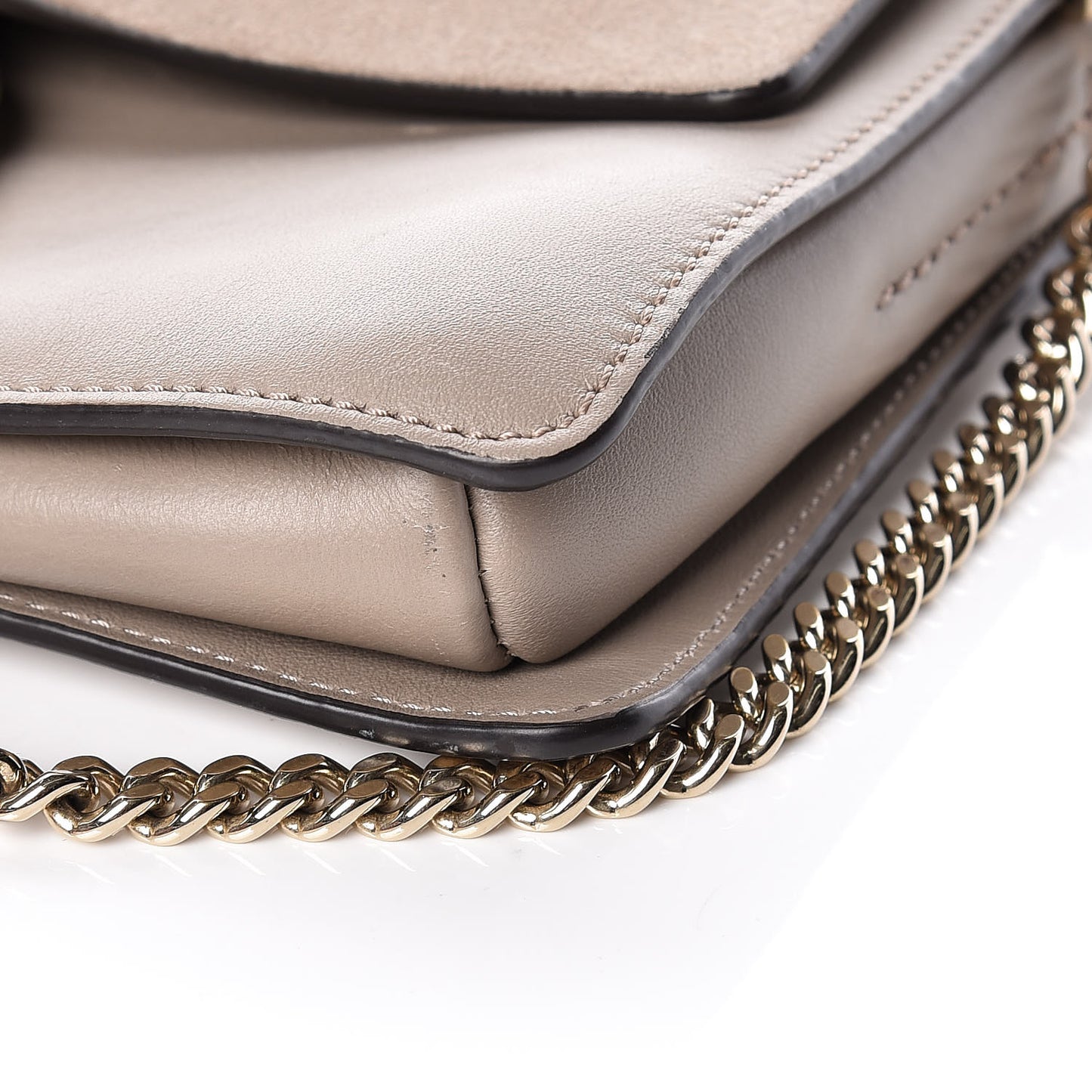 Suede Calfskin Small Faye Shoulder Bag Motty Grey