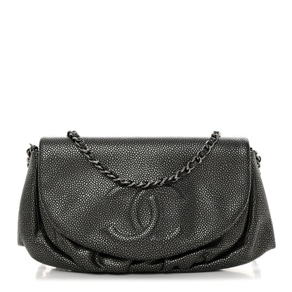Chanel Metallic Caviar Half Moon Wallet On Chain WOC Dark Silver 1 of 11