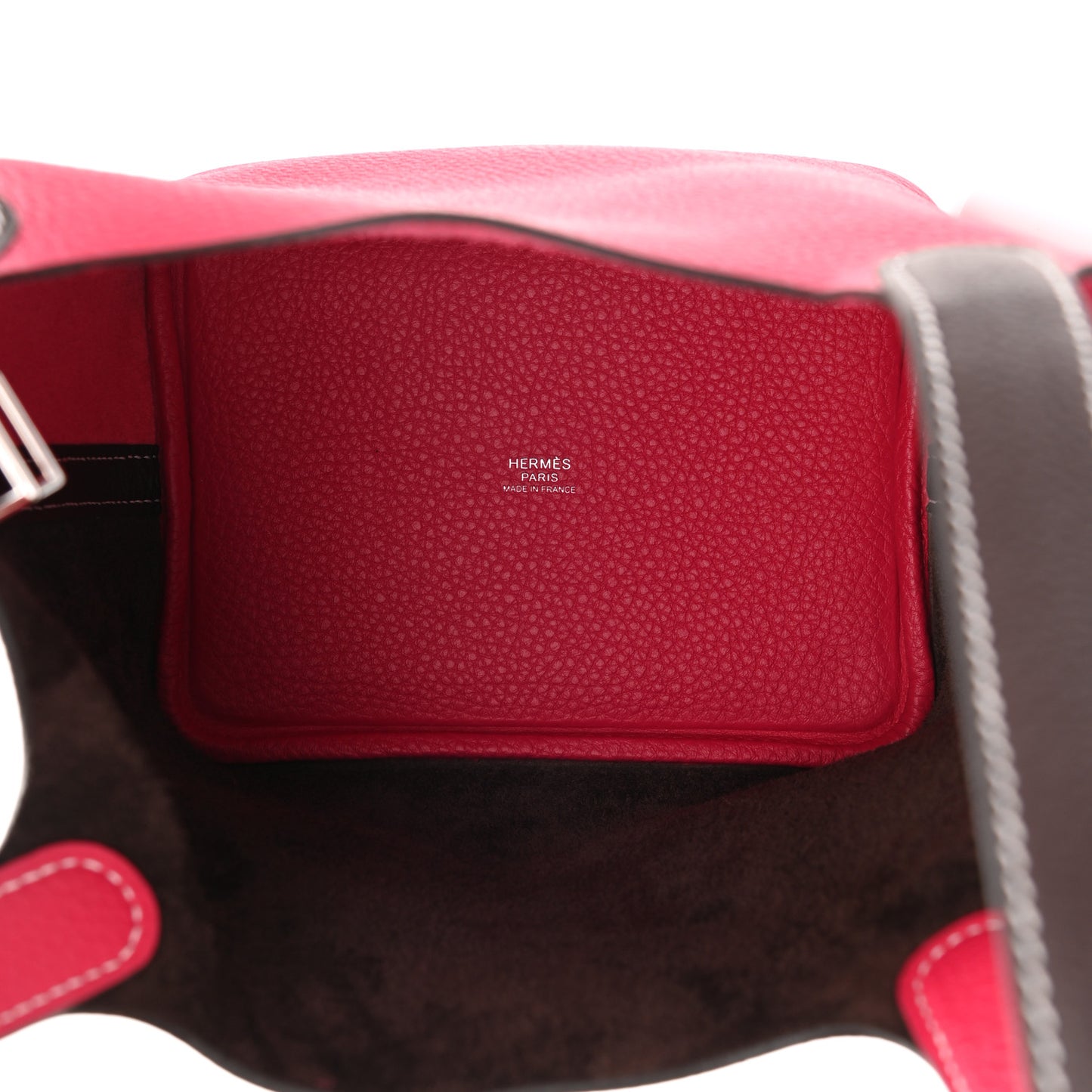 Taurillon Clemence Casaque Picotin Lock 18 PM Rouge Sellier Framboise