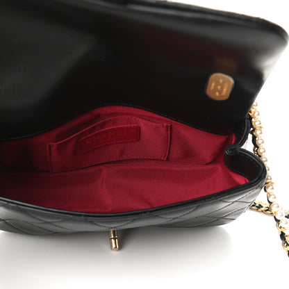 Chanel Calfskin Quilted Small Crystal Pearls Flap Bag Black 5 of 9