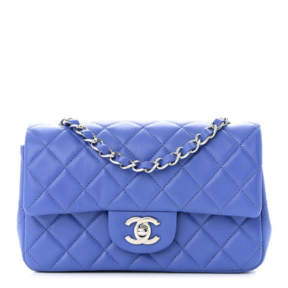 Chanel Lambskin Quilted Mini Rectangular Flap Light Blue 1 of 12