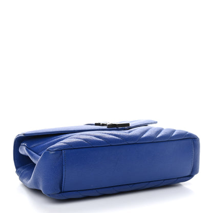 Saint Laurent Sheepskin Matelasse Chevron Monogram Medium College Bag Royal Blue 4 of 10