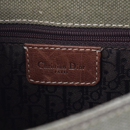 Christian Dior Calfskin Canvas Double Saddle Bag Green 6 of 9