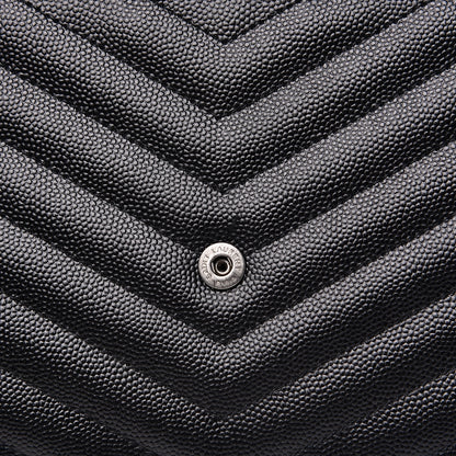Saint Laurent Grain De Poudre Matelasse Chevron Monogram Chain Wallet Black 8 of 8