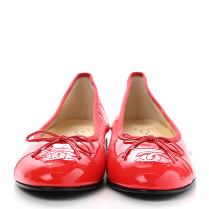 Chanel Patent CC Cap Toe Ballerina Flats 36.5 Red 2 of 10
