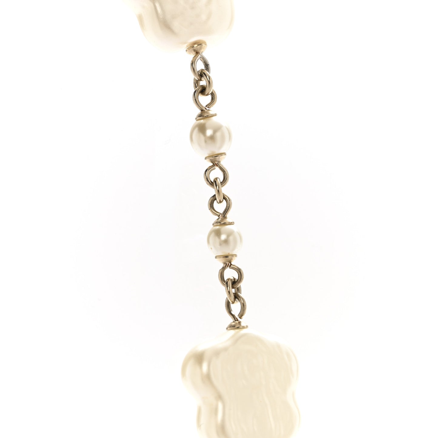 Pearl Crystal Camellia CC Necklace Gold