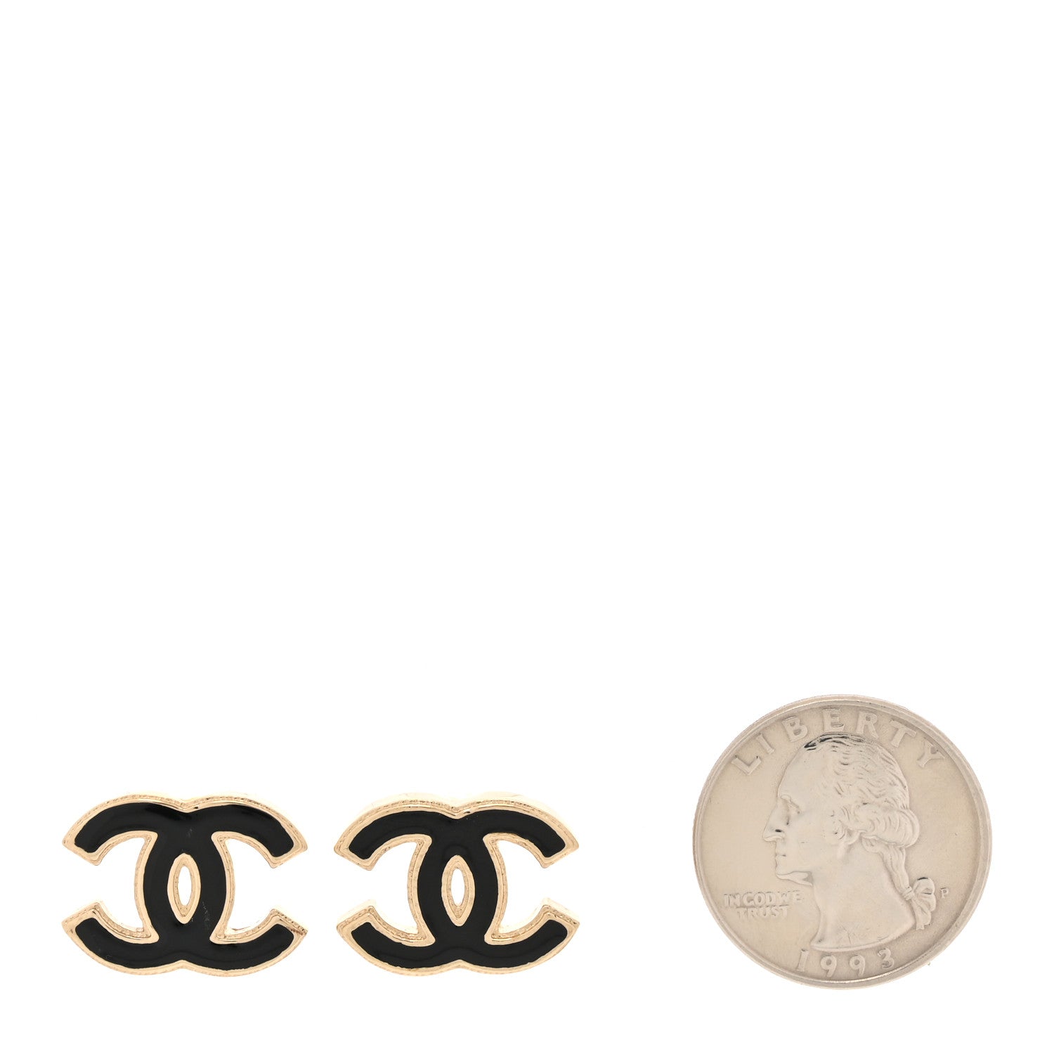 Chanel Metal Enamel CC Earrings Black Gold 2 of 6