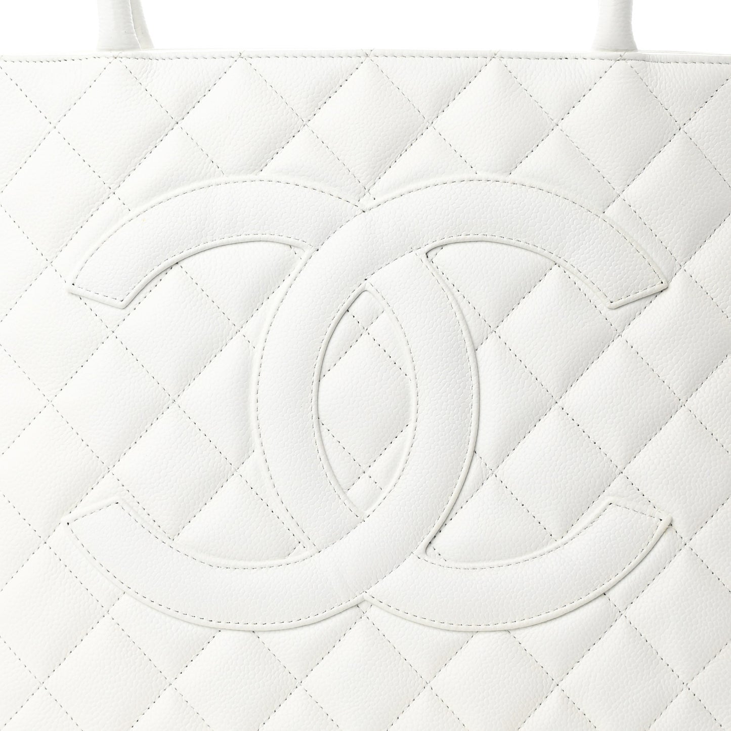 Caviar Quilted Medallion Tote White