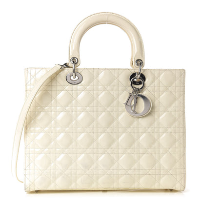 Christian Dior Patent Cannage Large Lady Dior White 1 of 14