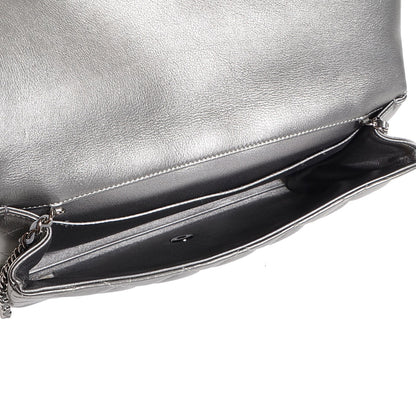 Chanel Metallic Lambskin Quilted Clutch With Chain Flap Dark Grey 5 of 8