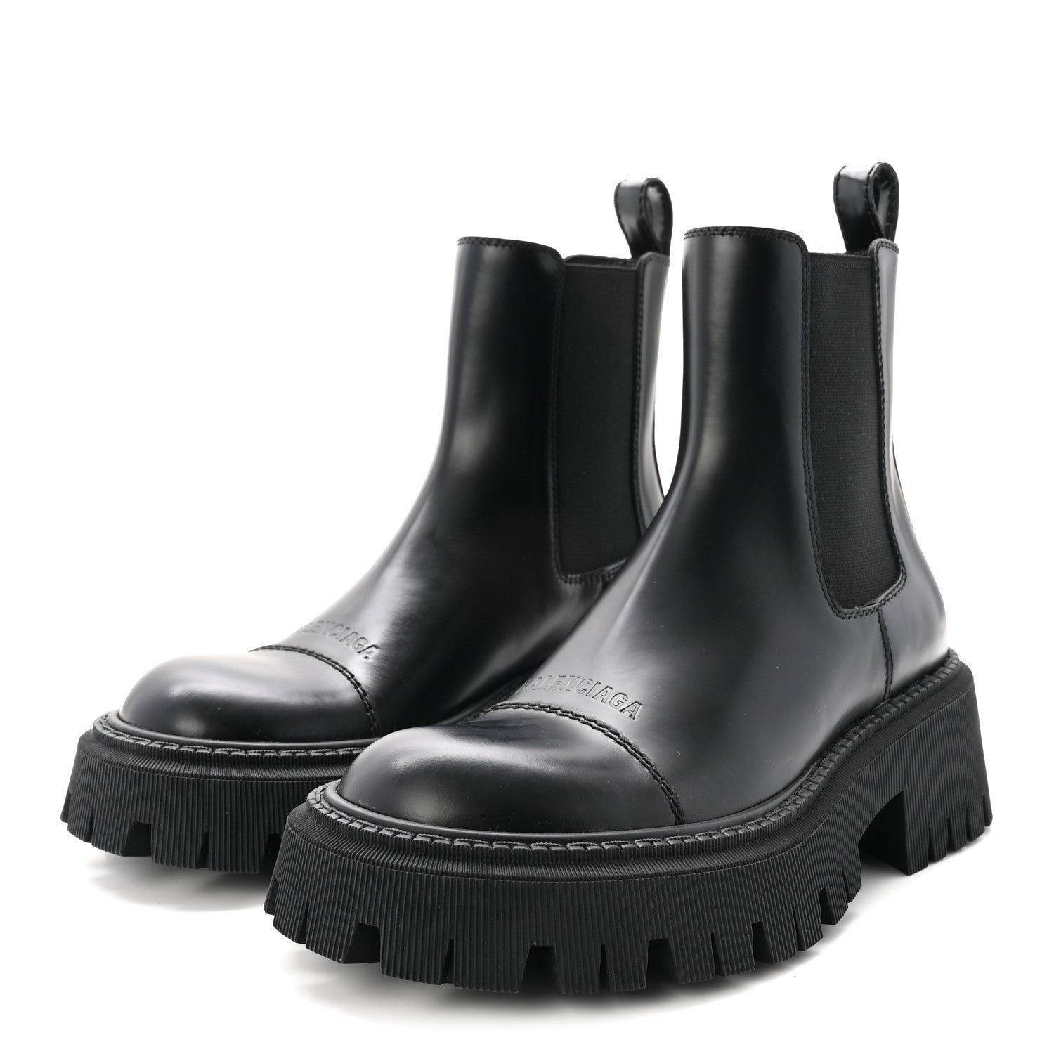 Balenciaga Jive Smooth Calfskin Logo Embossed Womens Tractor 20mm