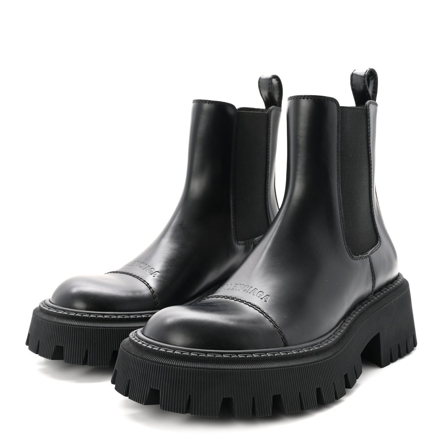 Jive Smooth Calfskin Logo Embossed Womens Tractor 20mm Chelsea Boots 35 Black