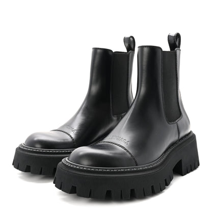Balenciaga Jive Smooth Calfskin Logo Embossed Womens Tractor 20mm Chelsea Boots 35 Black 4 of 10