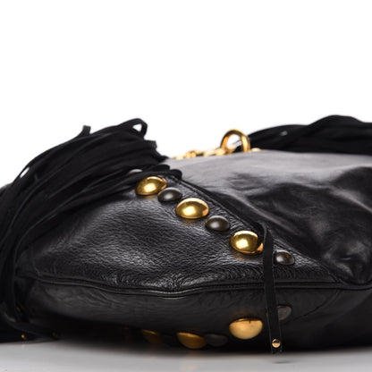 Gucci Calfskin Suede Fringe Babouska Hobo Black 9 of 11