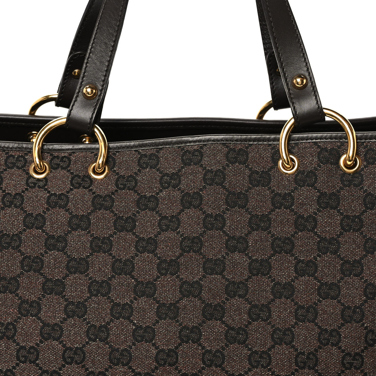 Gucci Monogram Denim Large Tote Brown 7 of 9