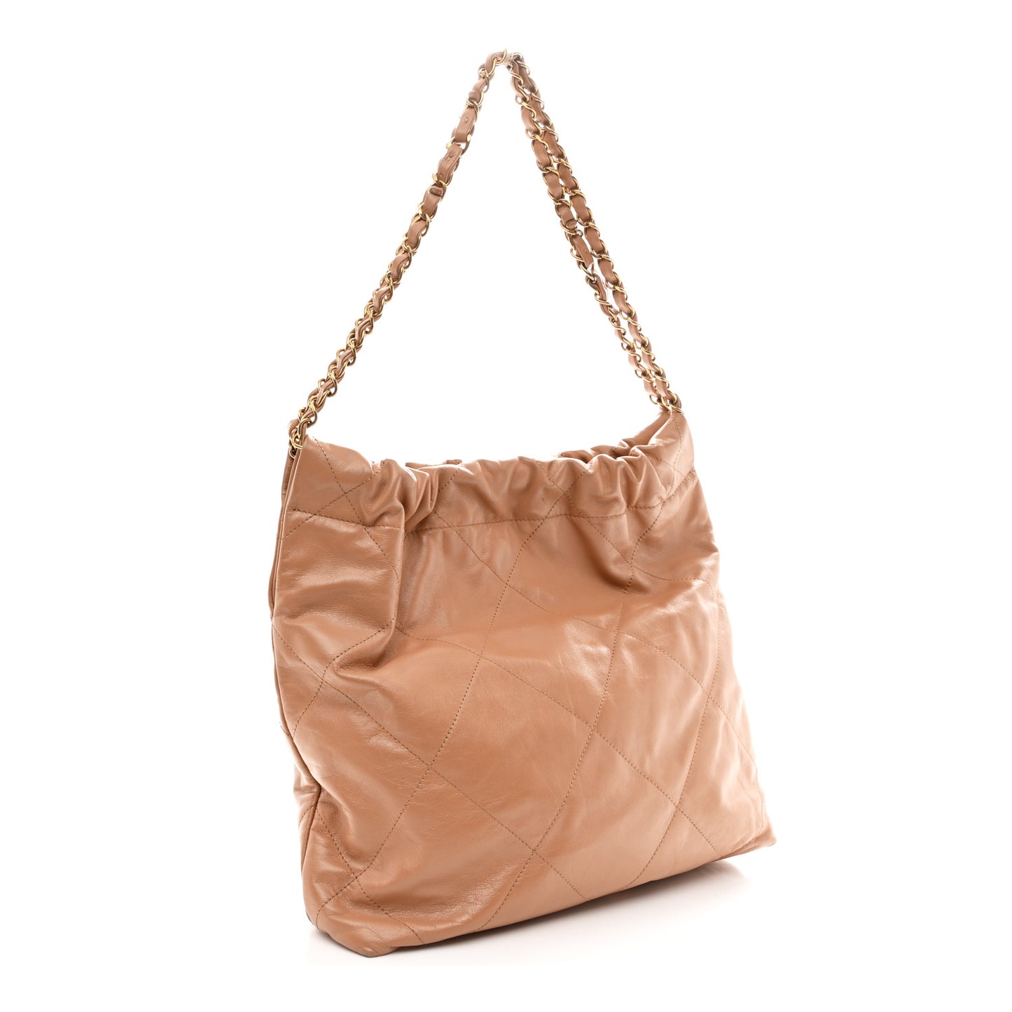 Shiny Calfskin Quilted Small Chanel 22 Beige