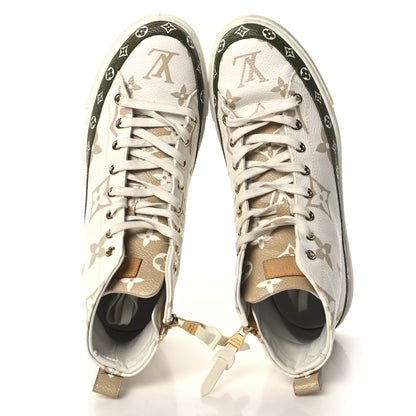 Louis Vuitton Monogram Giant Stellar Sneaker Boots 37 Khaki White Beige 2 of 8