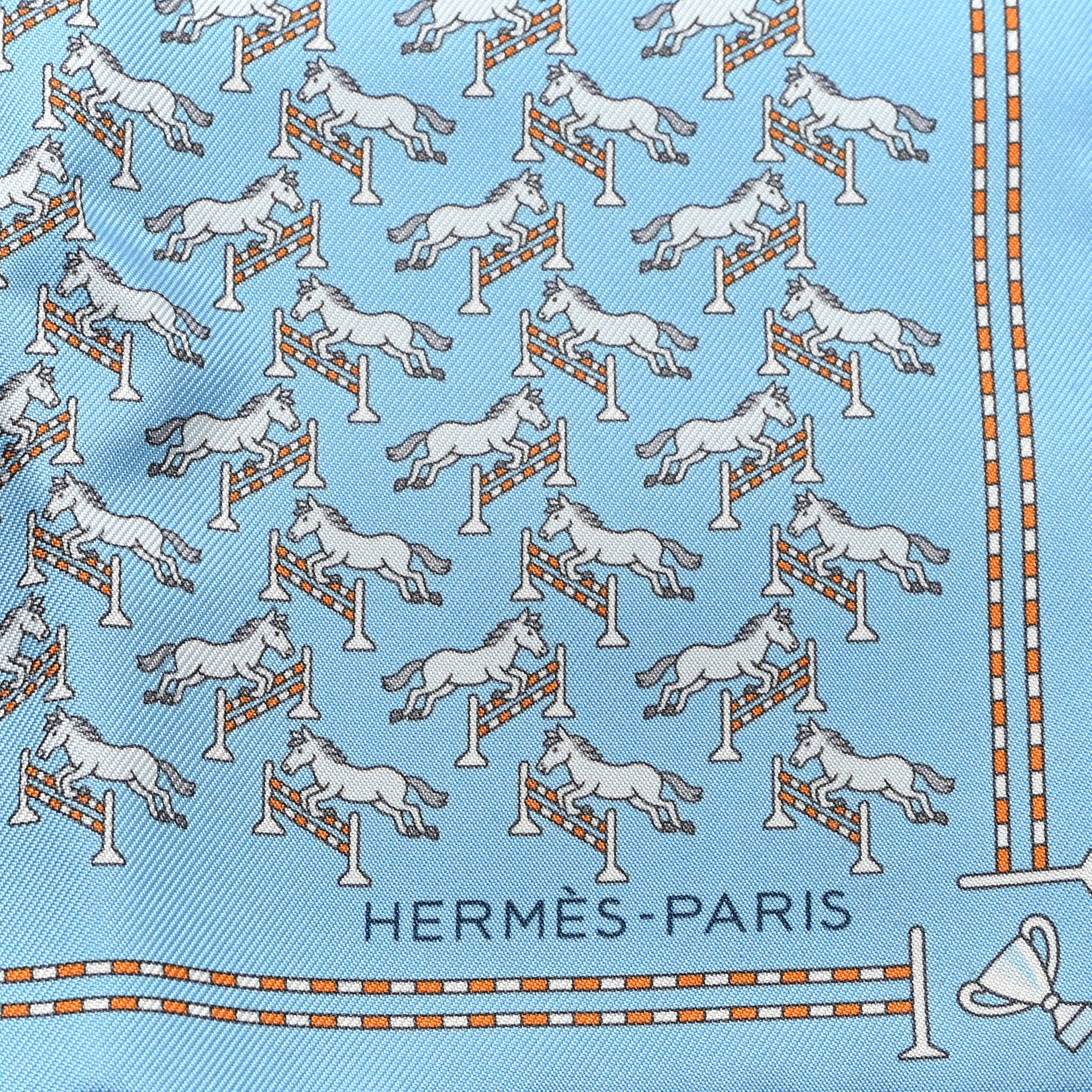 Hermes Silk Twill Imprime Free Jump Scarf 45 Ciel White Orange 2 of 3