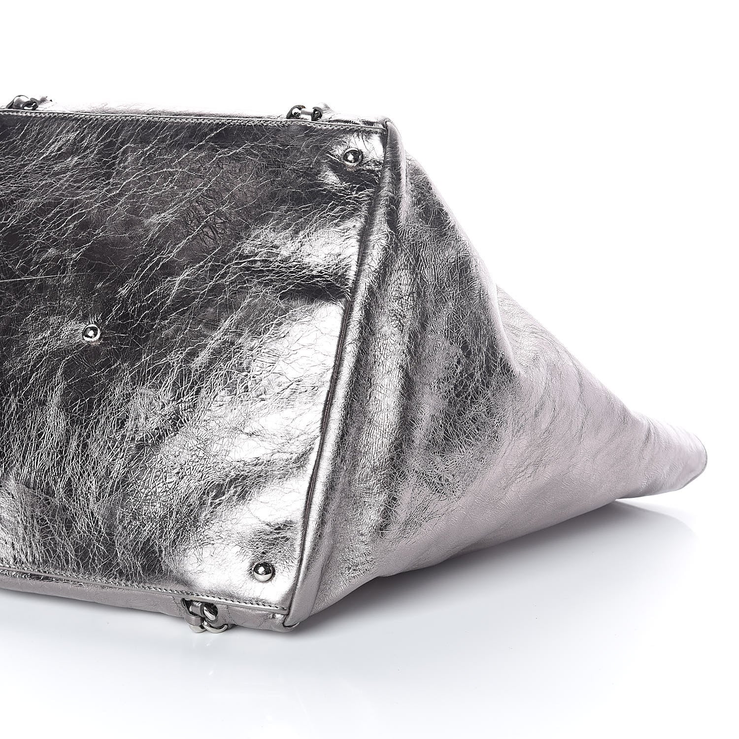 Chanel Metallic Cracked Calfskin Modern Chain Tote Dark Silver 10 of 10