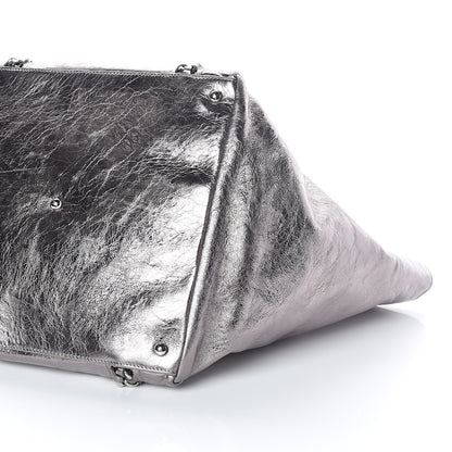 Chanel Metallic Cracked Calfskin Modern Chain Tote Dark Silver 10 of 10