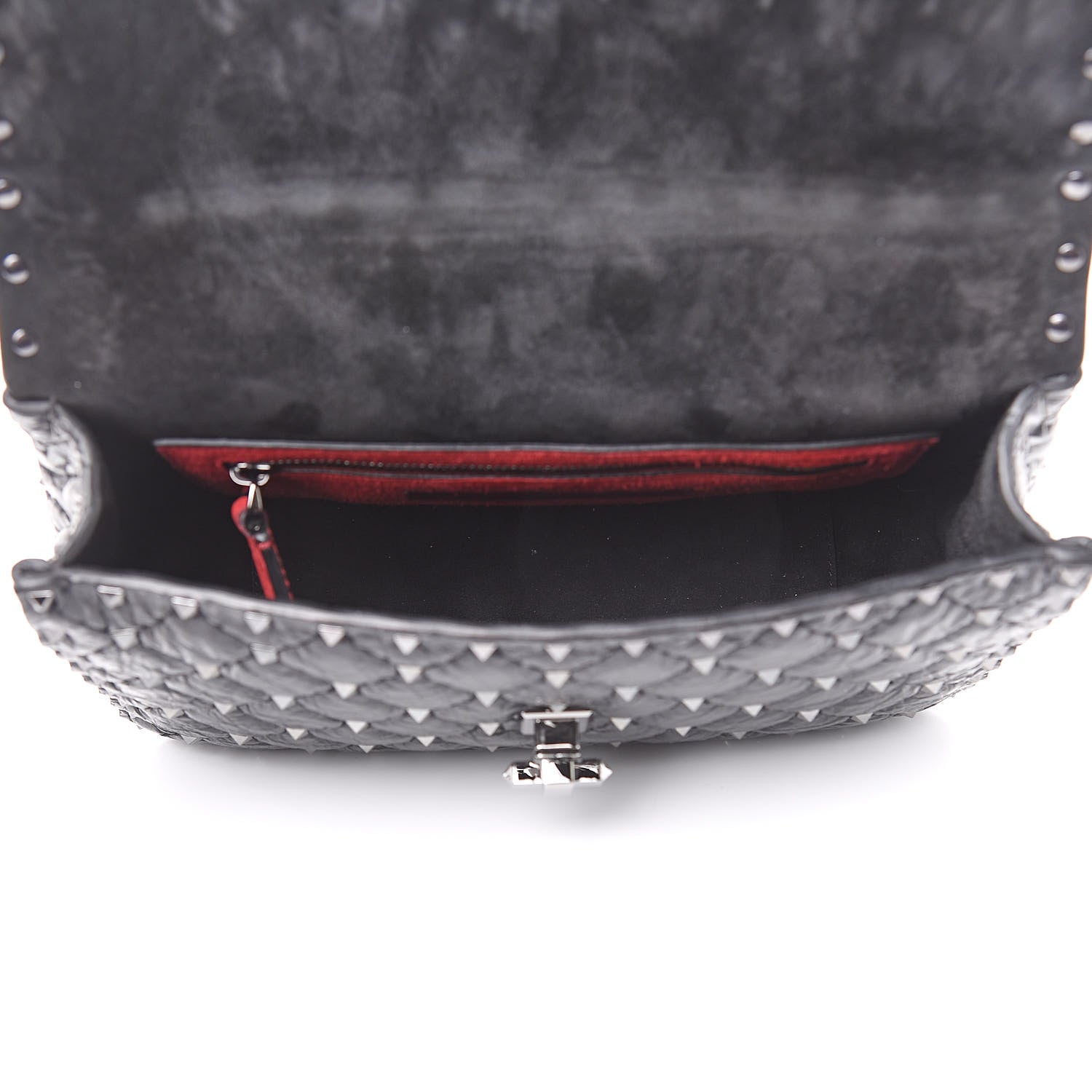 Valentino Garavani Craquele Nappa Medium Rockstud Spike Shoulder Bag Black 5 of 10