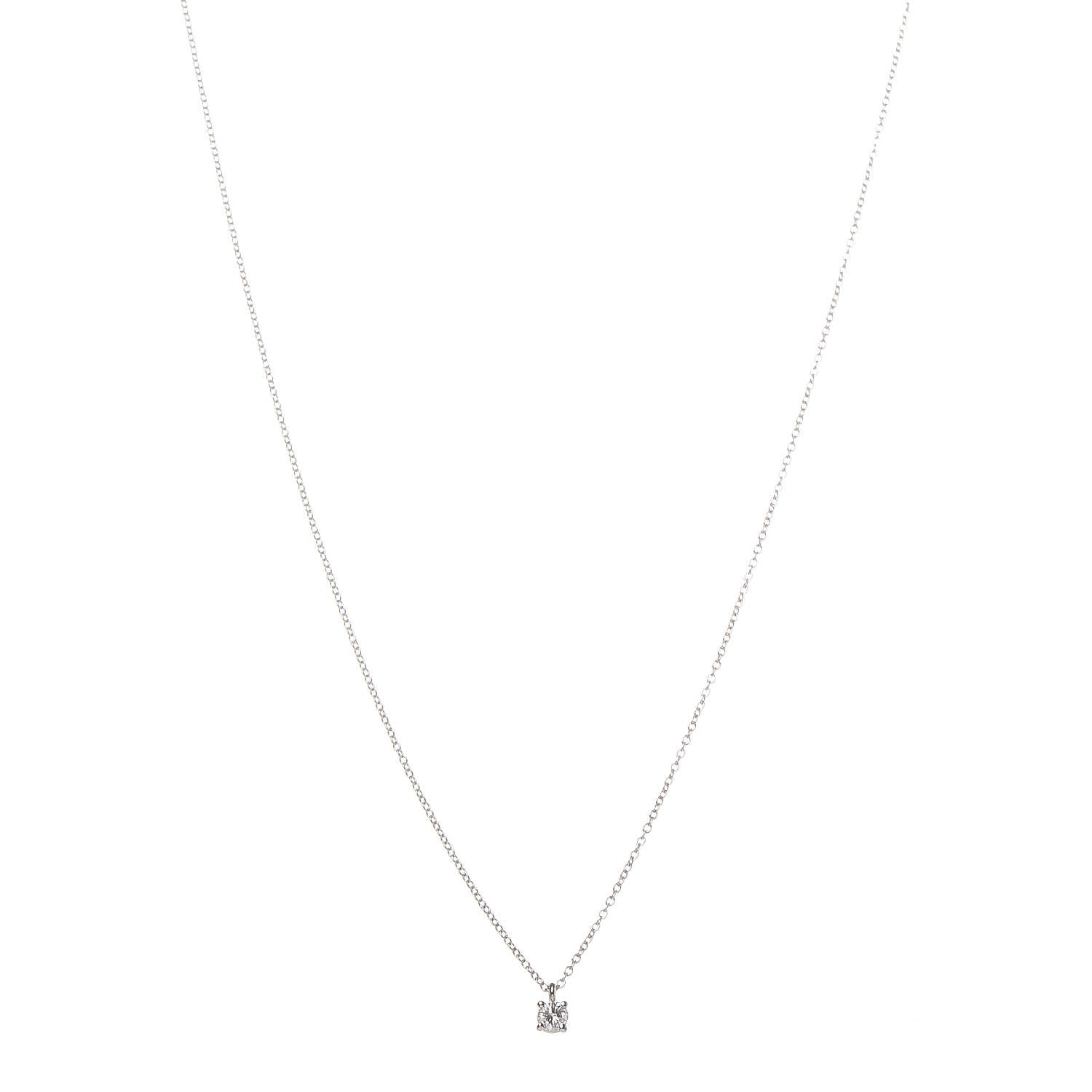 Tiffany Platinum Diamond .17ct Solitaire Pendant Necklace 1 of 6