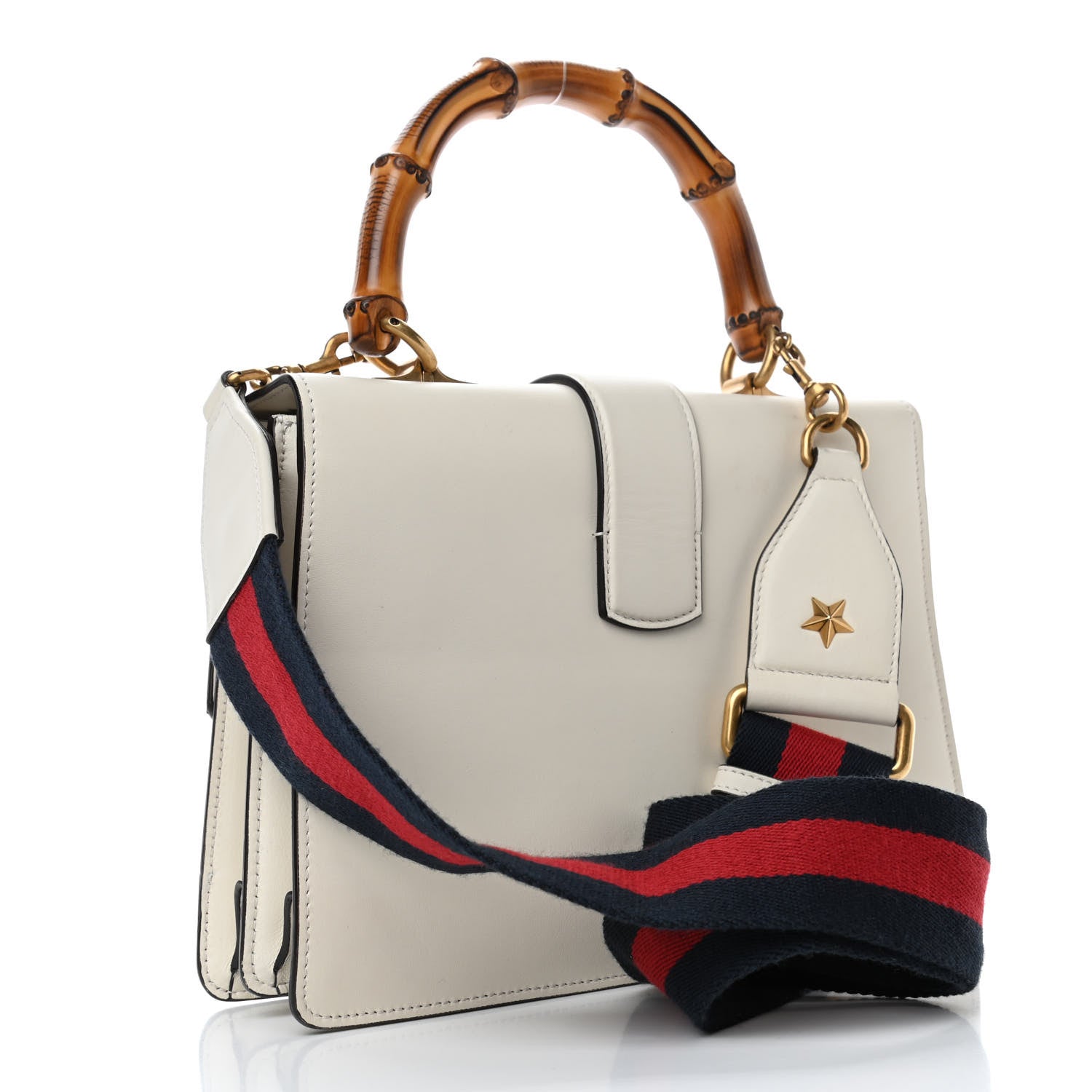 Gucci Calfskin Bamboo Web Medium Dionysus Top Handle Bag White Blue Hibiscus Red 2 of 5