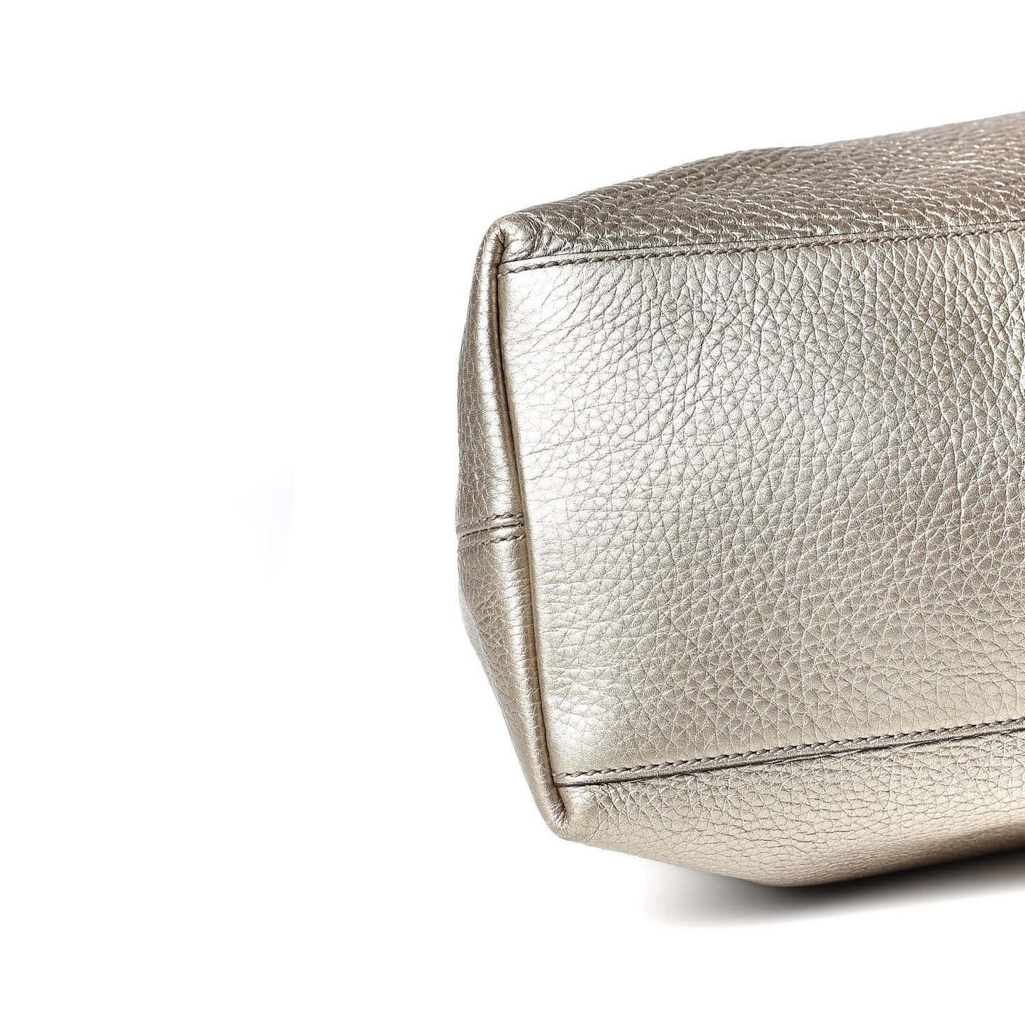 Metallic Pebbled Calfskin Medium Soho Chain Shoulder Bag Golden Beige