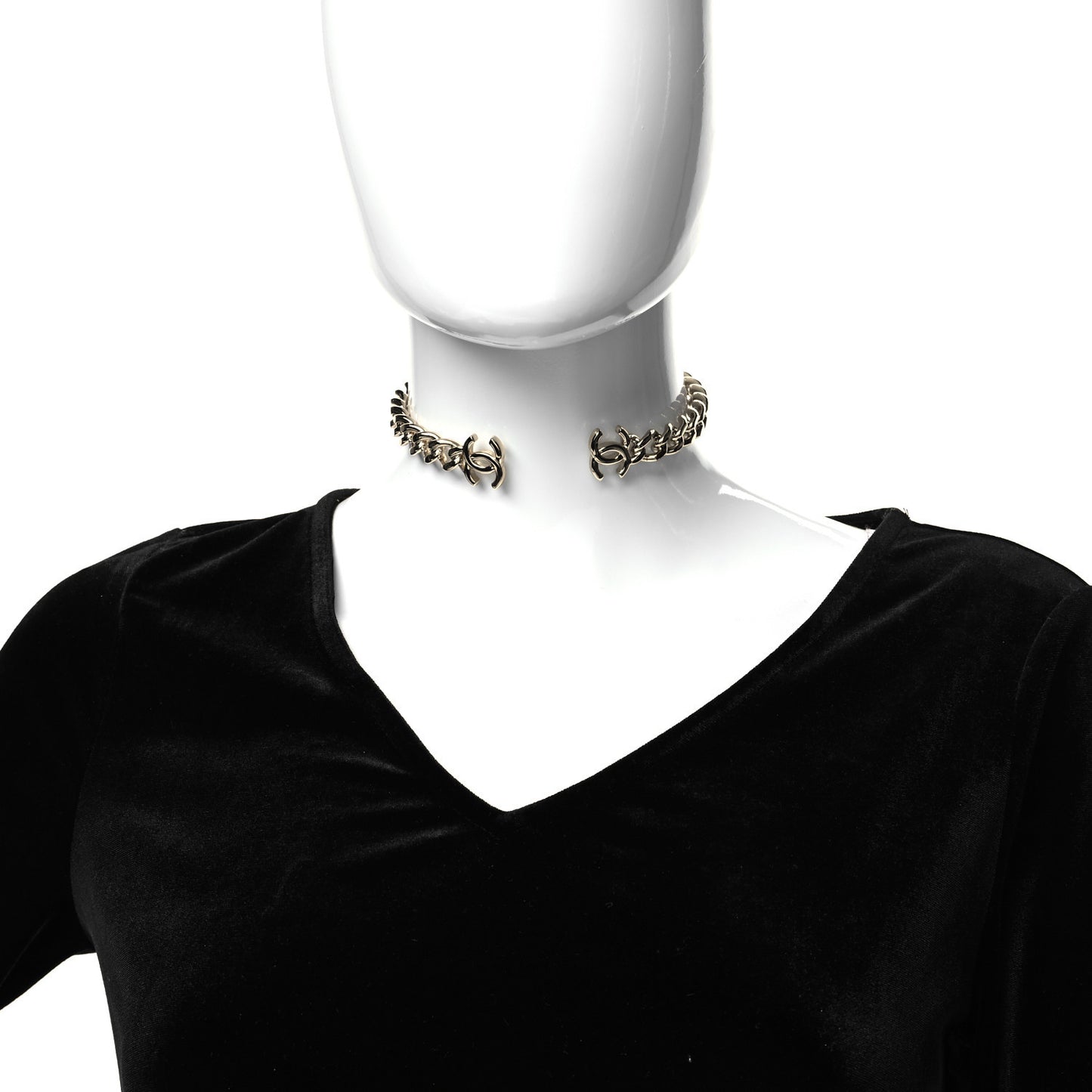 Metal CC Chain Link Choker Necklace M Gold