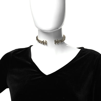 Chanel Metal CC Chain Link Choker Necklace M Gold 2 of 4