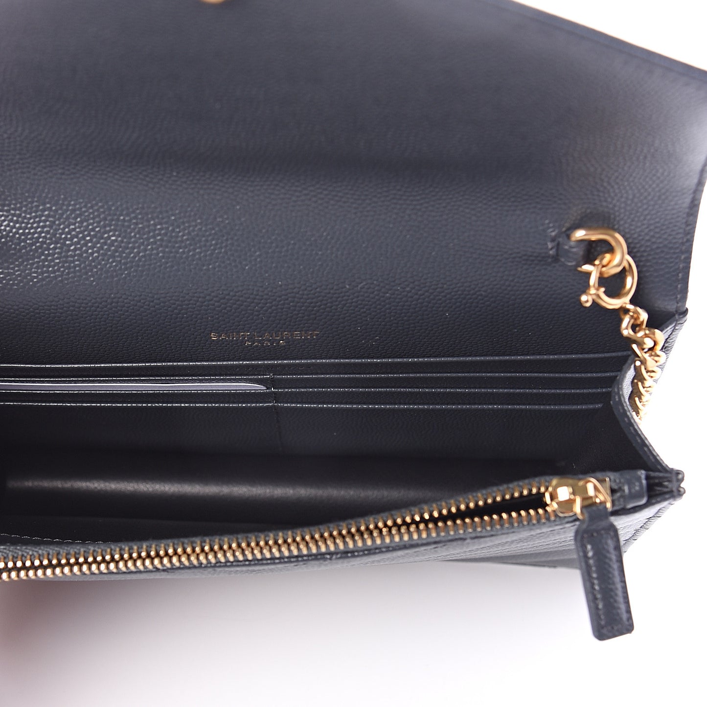Grain De Poudre Matelasse Chevron Monogram Envelope Chain Wallet Dark Smog