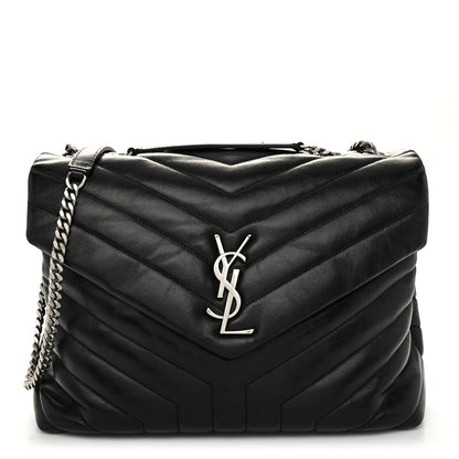 Saint Laurent Calfskin Y Quilted Monogram Medium Loulou Chain Satchel Black 1 of 10