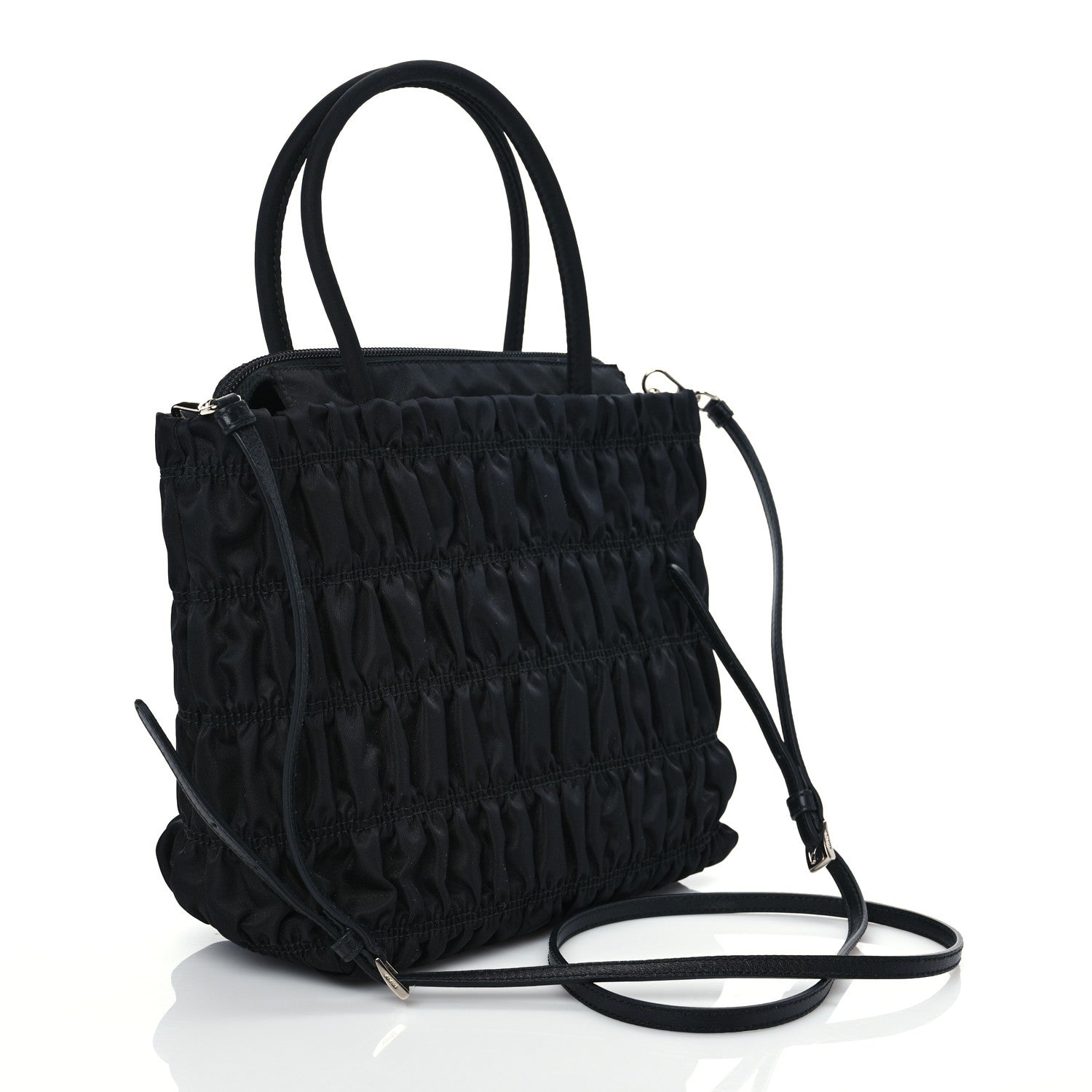 Prada Tessuto Nylon Gaufre Tote Black 2 of 7