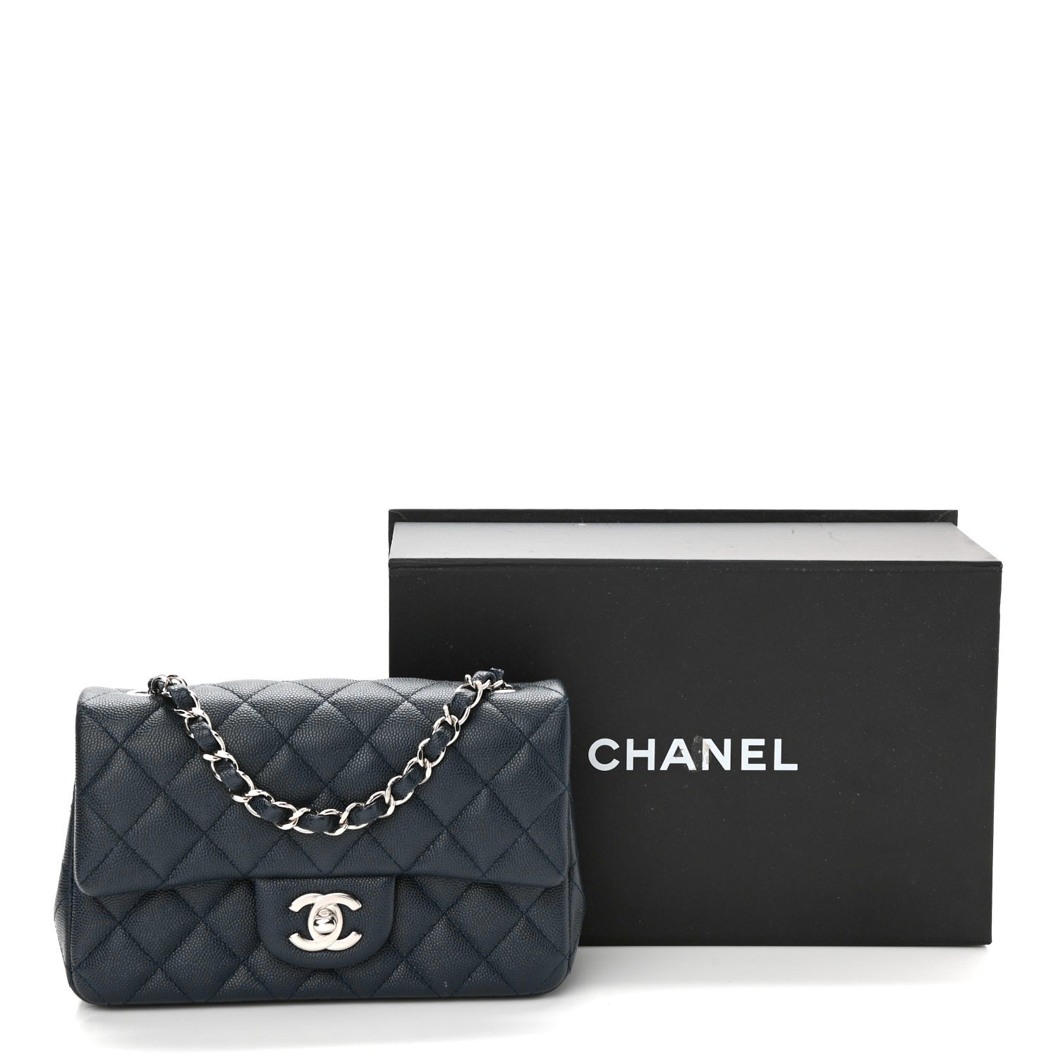 Chanel Caviar Quilted Mini Rectangular Flap Navy 11 of 11