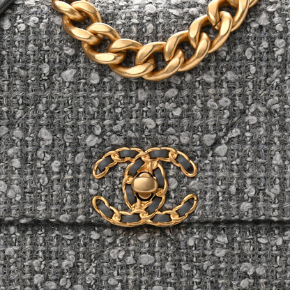 Chanel Tweed Quilted Medium Chanel 19 Flap Grey 8 of 11