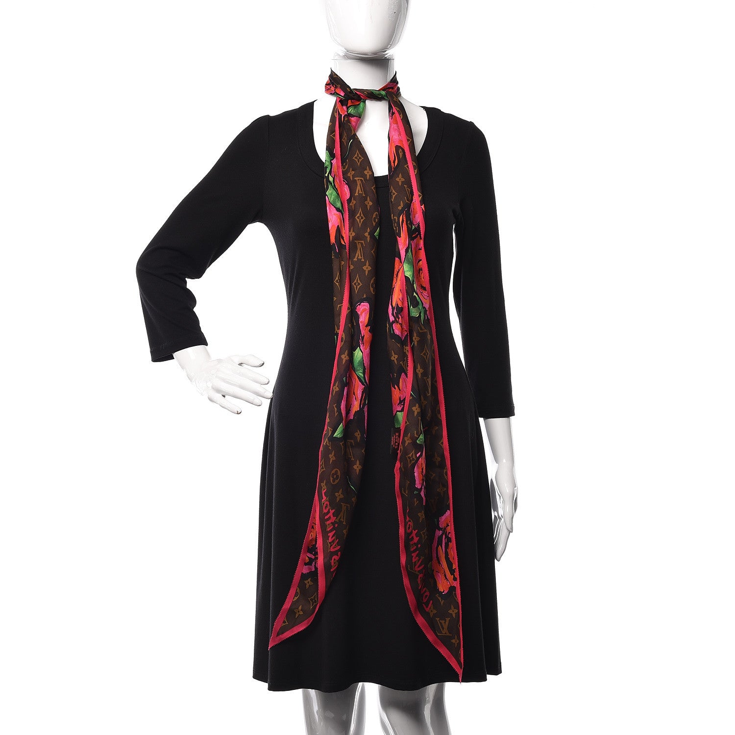 Louis Vuitton Silk Monogram Roses Scarf Marron 2 of 4