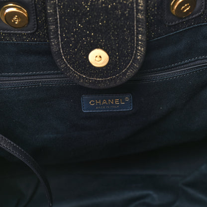 Chanel Lurex Canvas Medium Deauville Tote Navy Blue Gold 6 of 18