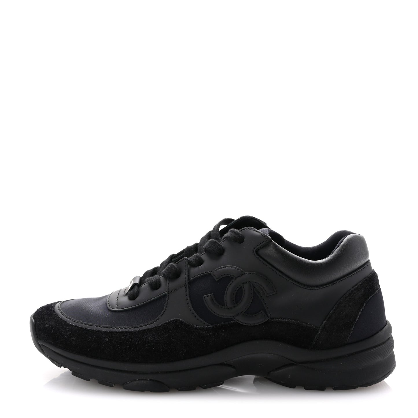 Lambskin Fabric CC Uniform Sneakers 39 Black
