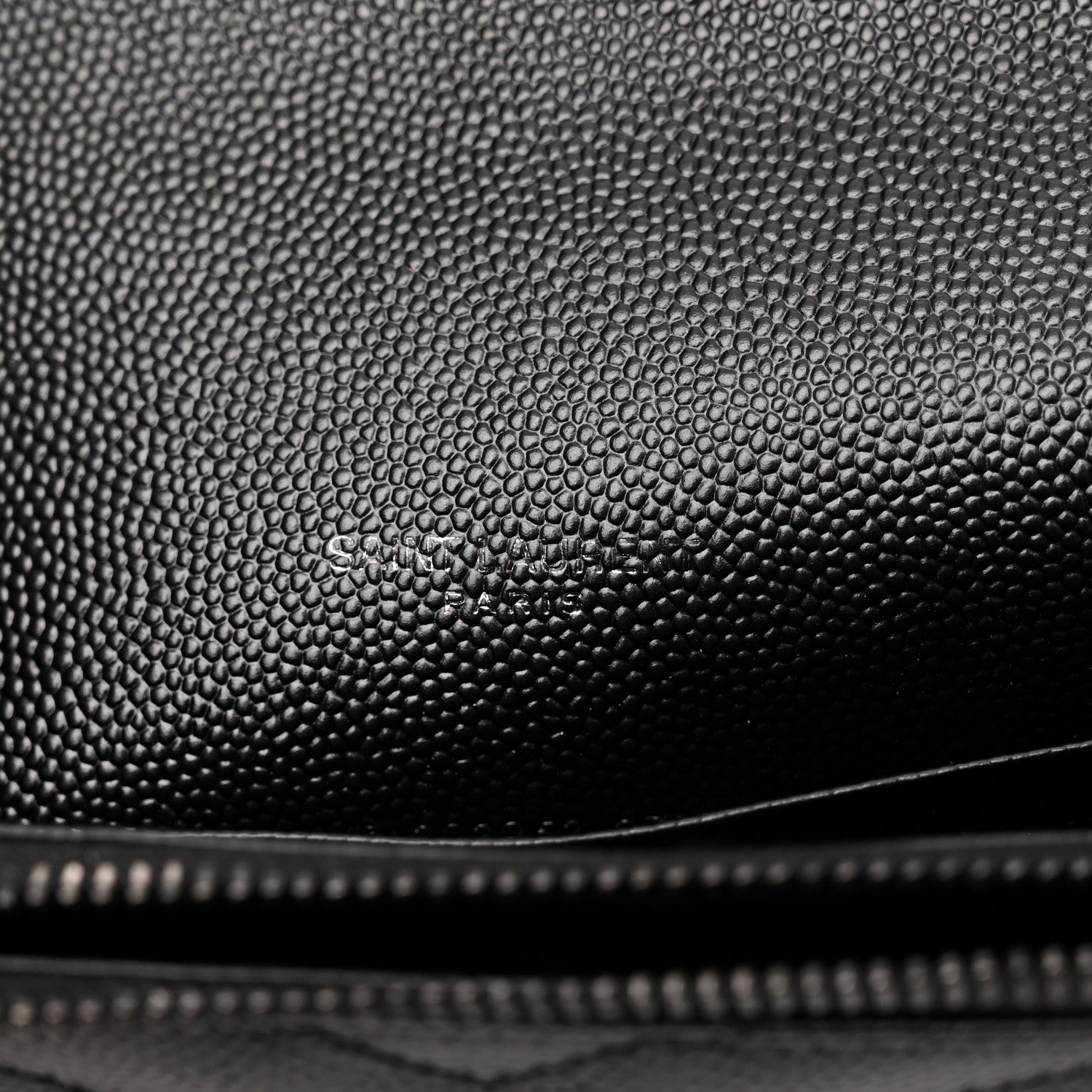 Saint Laurent Grain De Poudre Matelasse Chevron Monochrome Monogram Envelope Chain Wallet Black 6 of 13